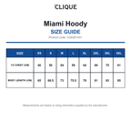 CQ0201031 Clique Miami Hoody size guide (CQ0201031)