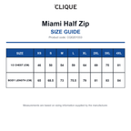 CQ0201033 Clique Miami Half Zip size guide (CQ0201033)