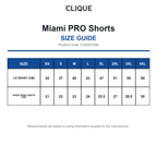 CQ0201056 Clique Miami PRO Shorts size guide (CQ0201056)