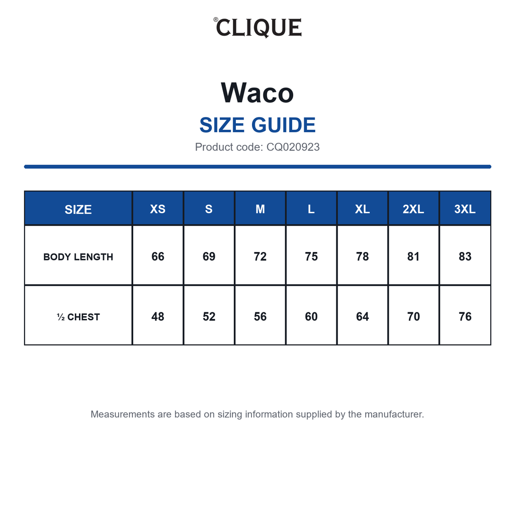 CQ020923 Clique Waco size guide (CQ020923)