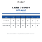 CQ020932 Clique Ladies Colorado size guide (CQ020932)
