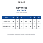 CQ020956 Clique Key West size guide (CQ020956)