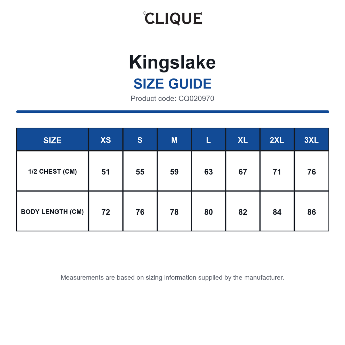 CQ020970 Clique Kingslake size guide (CQ020970)
