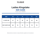 CQ020972 Clique Ladies Kingslake size guide (CQ020972)