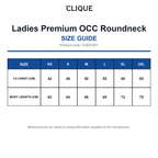 CQ021001 Clique Ladies Premium OCC Roundneck size guide (CQ021001)