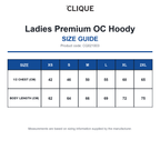 CQ021003 Clique Ladies Premium OC Hoody size guide (CQ021003)