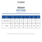 CQ021022 Clique Hobart size guide (CQ021022)