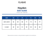 CQ021024 Clique Hayden size guide (CQ021024)