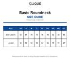 CQ021030 Clique Basic Roundneck size guide (CQ021030)