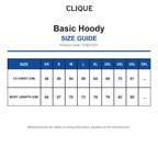 CQ021031 Clique Basic Hoody size guide (CQ021031)