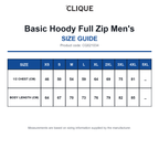 CQ021034 Clique Basic Hoody Full Zip Men's size guide (CQ021034)