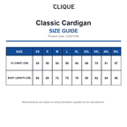 CQ021048 Clique Classic Cardigan size guide (CQ021048)