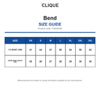 CQ022054 Clique Bend size guide (CQ022054)