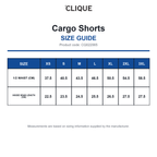 CQ022065 Clique Cargo Shorts size guide (CQ022065)