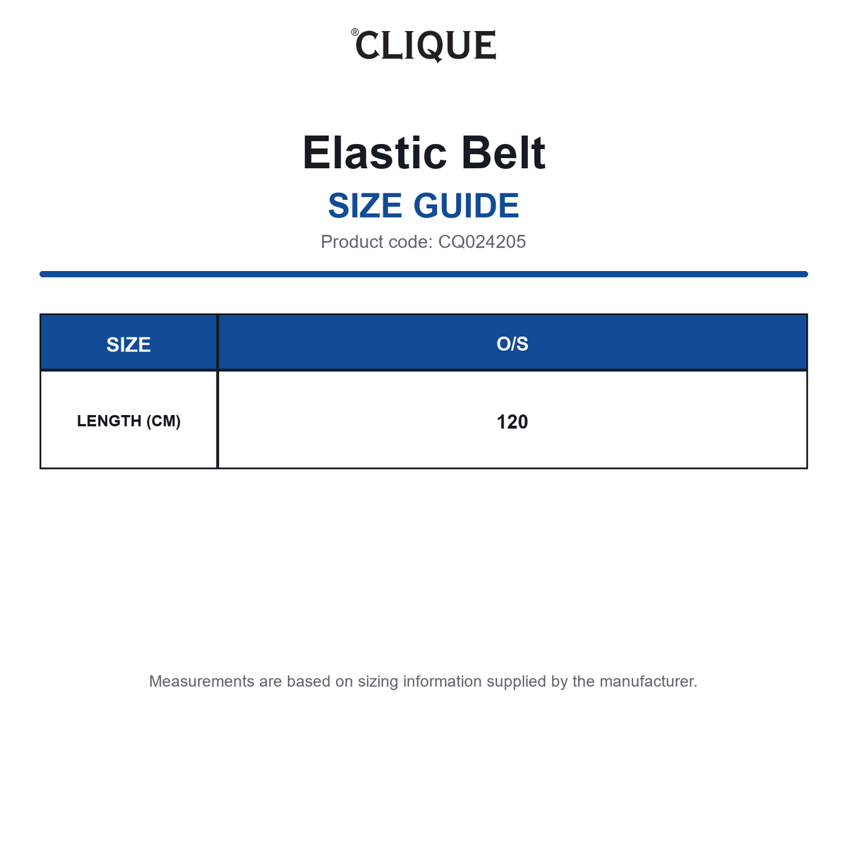 CQ024205 Clique Elastic Belt size guide (CQ024205)