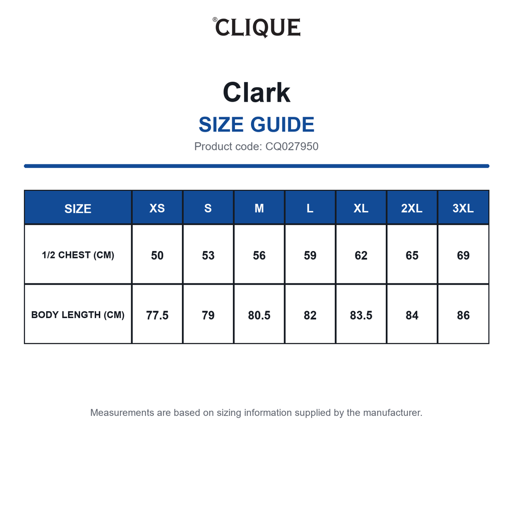 CQ027950 Clique Clark size guide (CQ027950)