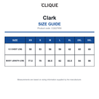 CQ027950 Clique Clark size guide (CQ027950)