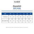 CQ027962 Clique Overshirt size guide (CQ027962)