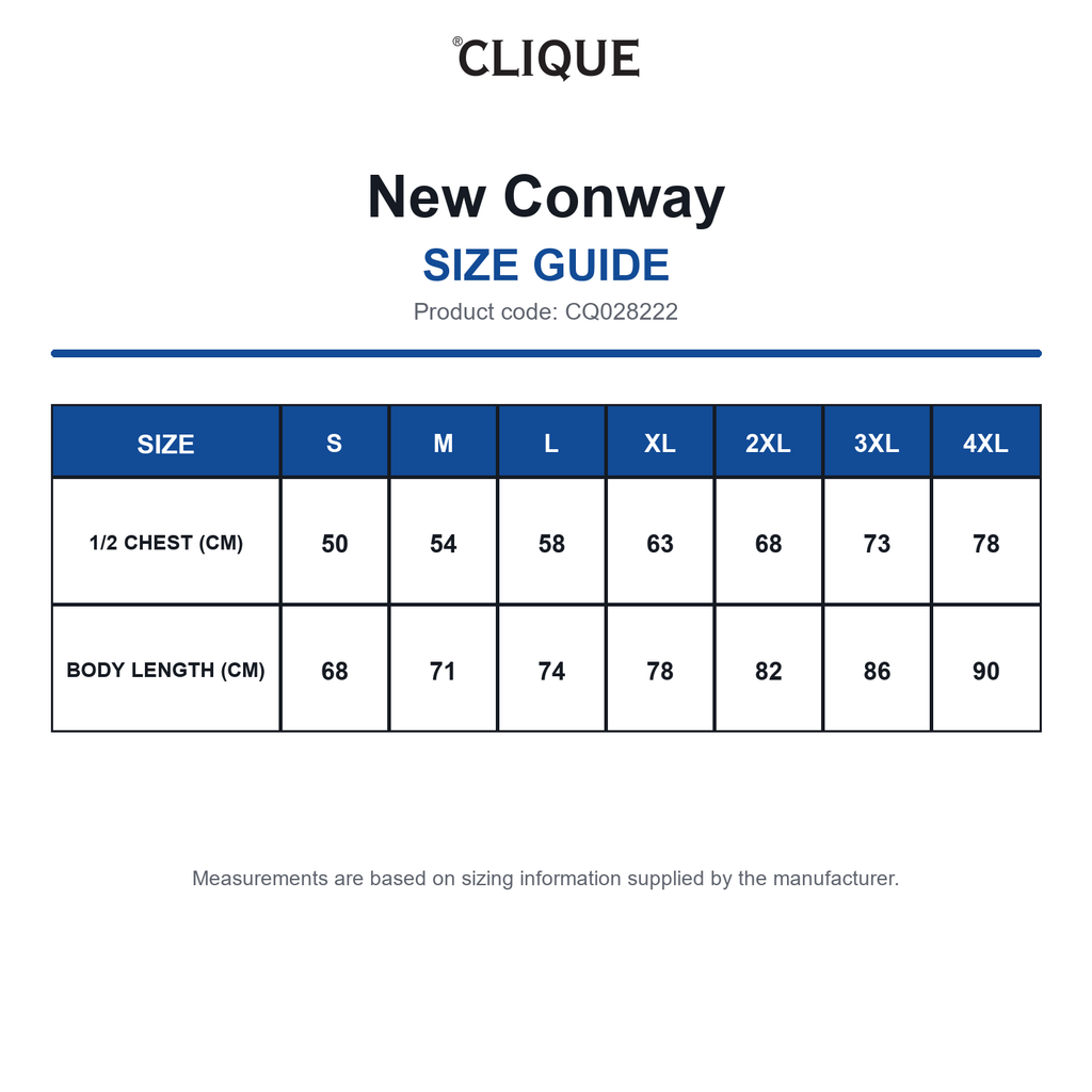 CQ028222 Clique New Conway size guide (CQ028222)
