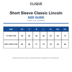 CQ028244 Clique Short Sleeve Classic Lincoln size guide (CQ028244)