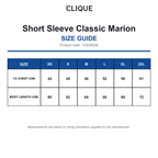 CQ028246 Clique Short Sleeve Classic Marion size guide (CQ028246)