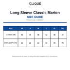 CQ028247 Clique Long Sleeve Classic Marion size guide (CQ028247)