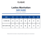 CQ028251 Clique Ladies Manhattan size guide (CQ028251)