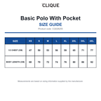 CQ028255 Clique Basic Polo With Pocket size guide (CQ028255)