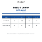 CQ029032 Clique Basic-T Junior size guide (CQ029032)