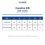 CQ029317 Clique Carolina S/S size guide (CQ029317)