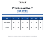 CQ029338 Clique Premium Active-T size guide (CQ029338)