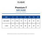 CQ029340 Clique Premium-T size guide (CQ029340)