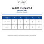 CQ029341 Clique Ladies Premium-T size guide (CQ029341)