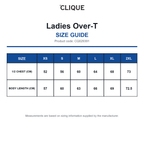 CQ029391 Clique Ladies Over-T size guide (CQ029391)