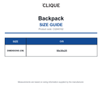 CQ040162 Clique Backpack size guide (CQ040162)