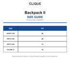 CQ040207 Clique Backpack II size guide (CQ040207)
