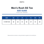 CR1907361 Craft Men's Rush SS Tee size guide (CR1907361)