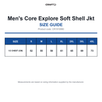 CR1910990 Craft Men's Core Explore Soft Shell Jkt size guide (CR1910990)