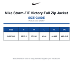 DA2867 Nike Storm-FIT Victory Full Zip Jacket size guide (DA2867)