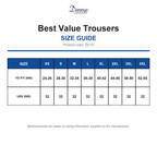 DC15 Dennys Best Value Trousers size guide (DC15)