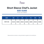 DD08CS Dennys Short Sleeve Chef's Jacket size guide (DD08CS)