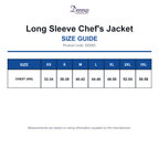 DD08C Dennys Long Sleeve Chef's Jacket size guide (DD08C)