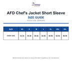 DD08SAFD Dennys AFD Chef's Jacket Short Sleeve size guide (DD08SAFD)