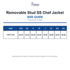 DD20S Dennys Removable Stud SS Chef Jacket size guide (DD20S)