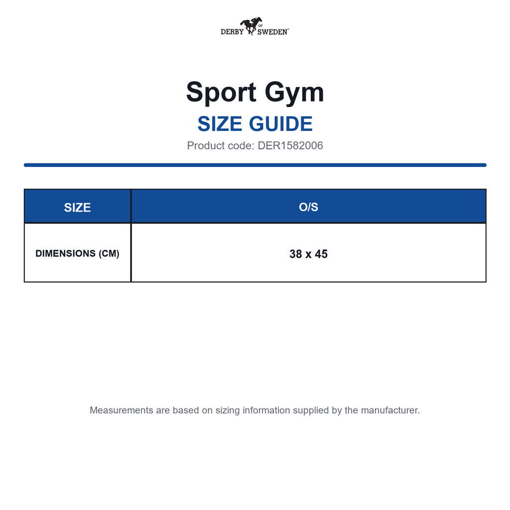 DER1582006 Derby Of Sweden Sport Gym size guide (DER1582006)