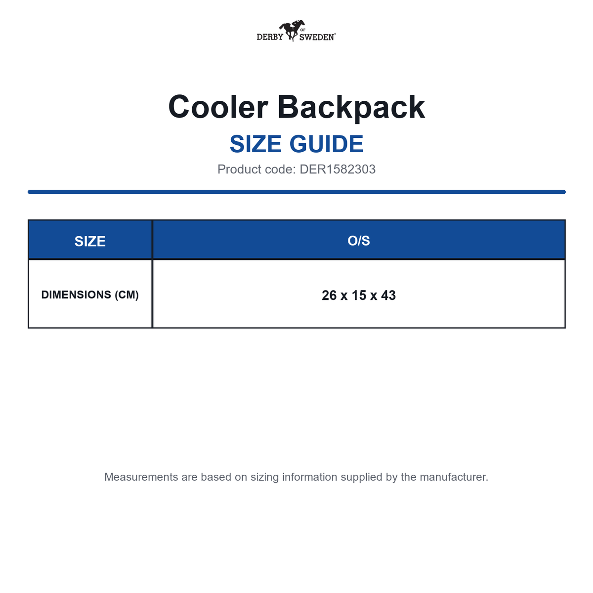 DER1582303 Derby Of Sweden Cooler Backpack size guide (DER1582303)