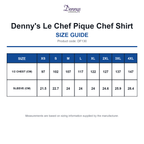 DF130 Denny's Le Chef Pique Chef Shirt size guide (DF130)