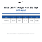 DH0986 Nike Dri-FIT Player Half Zip Top size guide (DH0986)