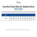 DK40 Dennys Comfort Grip Slip-On Safety Shoe size guide (DK40)