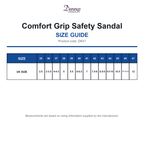 DK41 Dennys Comfort Grip Safety Sandal size guide (DK41)